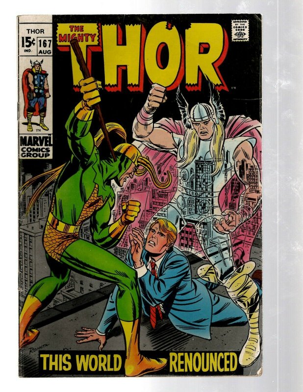 Mighty Thor # 167 FN/VF Marvel Comic Book Loki Odin Asgard Sif Avengers Hulk RB8