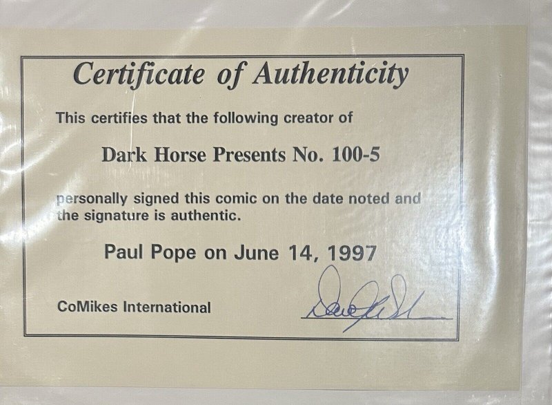 (1995) DARK HORSE PRESENTS 100 #5 SIGNED BY PAUL POPE W/COA!