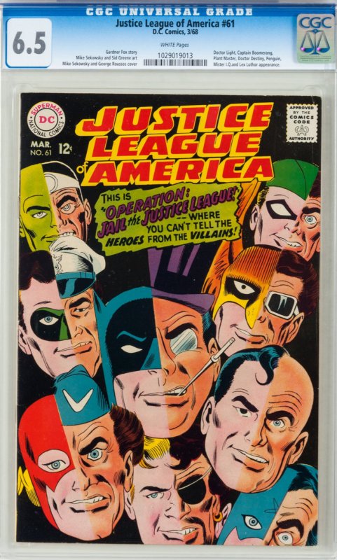 Justice League of America #61 CGC Graded 6.5 Doctor Light, Captain Boomerang,...