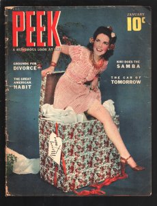 MAG: Peek 1/1941-Pin-up girl Christmas present cover photo-Cheesecake pix-car...