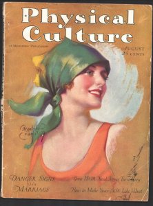 MAG: Physical Culture 8/1928-Bradshaw Crandall pin-up girl cover-Pulp fiction...