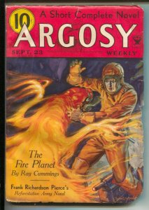 Argosy 9/23/1933--Sci-fi cover-Ray Cummings: The Fire Planet.-Manley Wade W...