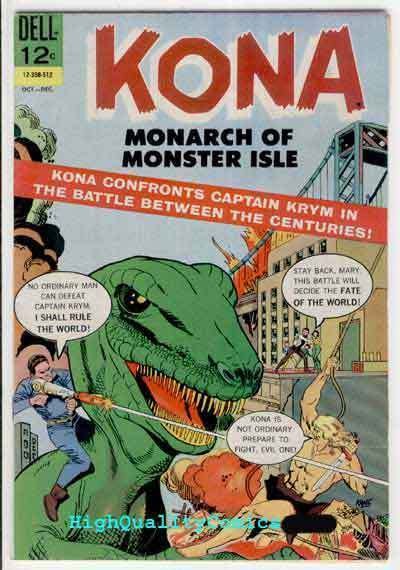 KONA MONACH OF MONSTER ISLE #16, VF, Gil Kane, Dinosaurs, 1965