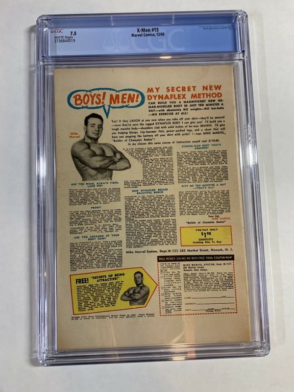 X-men 15 Cgc 7.5 White Pages 1st Mastermold Marvel Silver Age