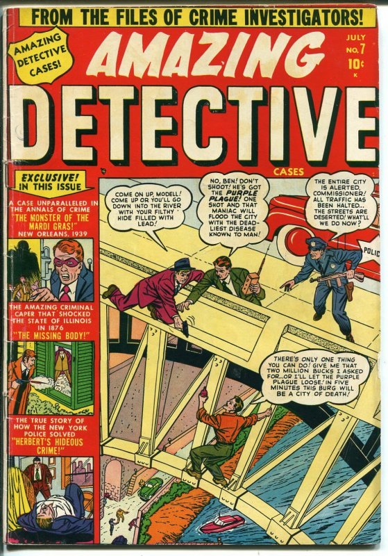 Amazing Detective Cases #7 1951-Atlas-murder-pre-code terror-Mards Gras-VG+ 