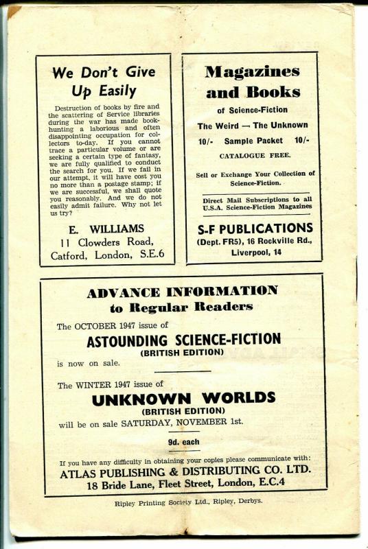 Fantasy Review #5 1947-elusive- British-pulp sci-fi fanzine-rare-VG
