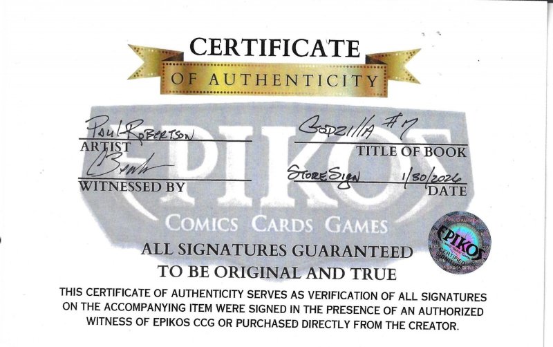 Godzilla #7 2026 Singed in Red By Paul Robertson Exclusive IDW EB203