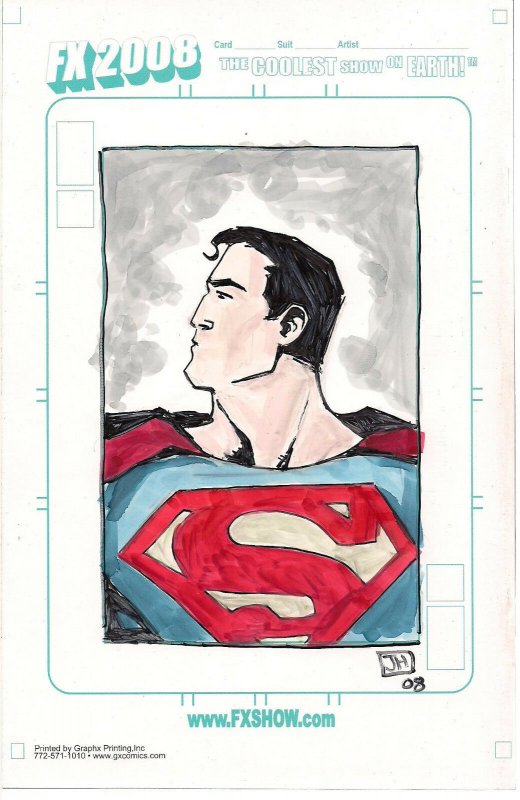 Superman ORIGINAL COLORED SKETCH by Jeremy Haun FX 2008 BLANK NM