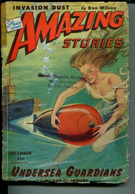 Amazing Stories 12/1944-Ziff-Davis-pulp sci-fi-Good Girl Art-Ray Bradbury-G-