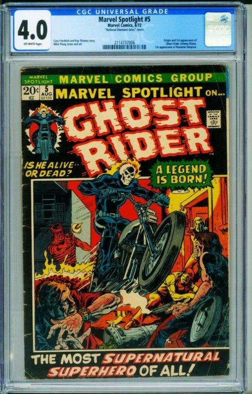 Marvel Spotlight #5 CGC 4.0 1st Ghost Rider NATIONAL DIAMOND variant 2114737006