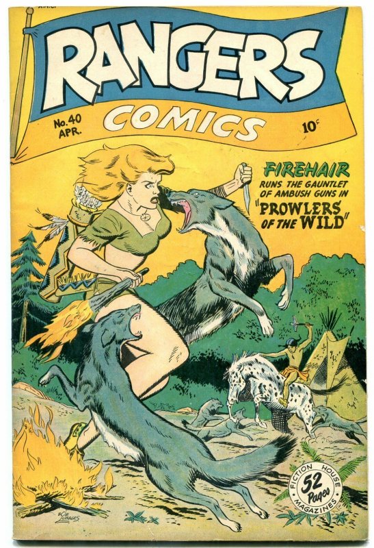 Rangers Comics #40 1948- Famous dog biting breast cover- Fiction