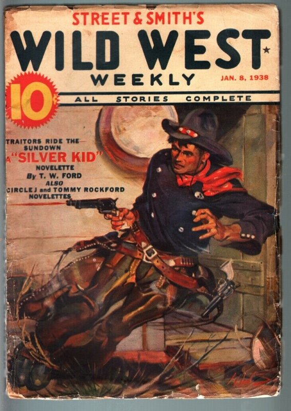 WILD WEST WEEKLY-1/8/1938-PULP-SILVER KID-TOMMY ROCKFORD G/VG 