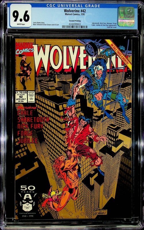 Wolverine #42 Second Print Cover (1991) - CGC 9.6 - Cert#4240099002