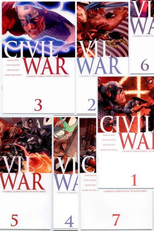 Civil War complete 1st Print set 1 2 3 4 5 6 7 movie Spider-man 9.6 - 9.8  NM/MT