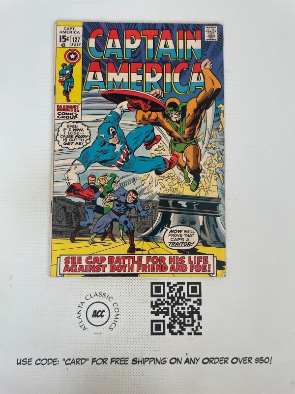 Captain America # 127 FN- Marvel Comic Book Avengers Hulk Thor Iron Man 16 J224