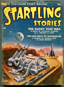 Startling Stories Pulp April 1952- Schomburg cover- Last Days of Shandakor VG