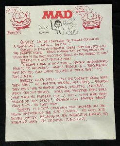 2 pages Duck Edwing Original Text and Sketches MAD Magazine