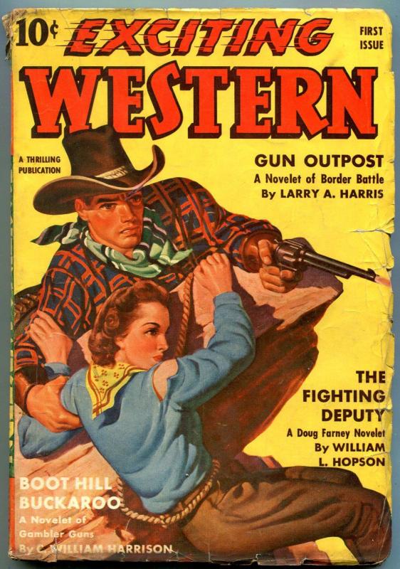 Exciting Western Pulp #1 Fall 1940- Doug Farney- Larry Harris G/VG