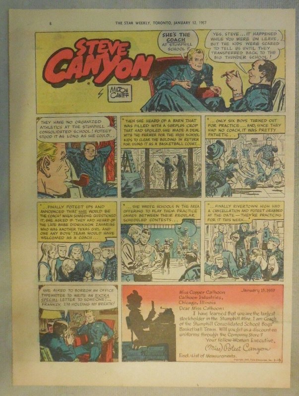 (52) Steve Canyon Sundays by Milton Caniff  from 1957 Complete Year ! Tabloid