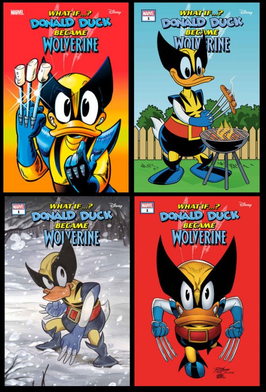 WHAT IF...? DONALD DUCK BECAME WOLVERINE #1 CVR A-D SET OF 4 (PRESALE 7/31)