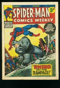 SPIDER-MAN COMICS WEEKLY #37 1973-ROMITA-JACK KIRBY-BRITISH-RHINO VG