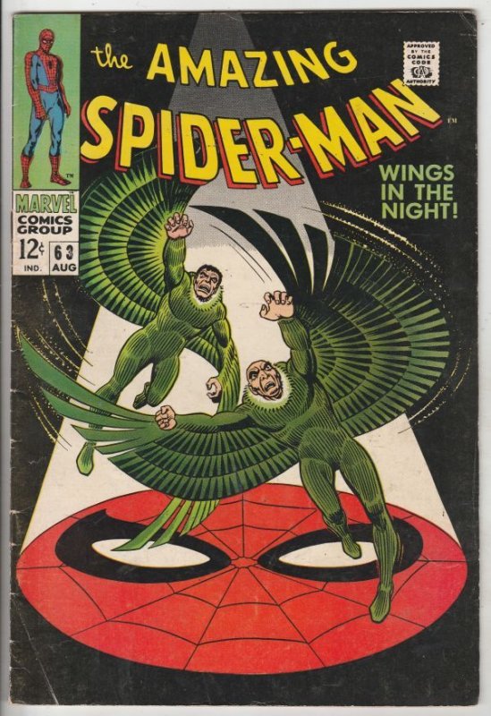 Amazing Spider-Man #63 (Aug-68) The Vulture 1 and 2! VF+ Mid-High-Grade FN/VF!