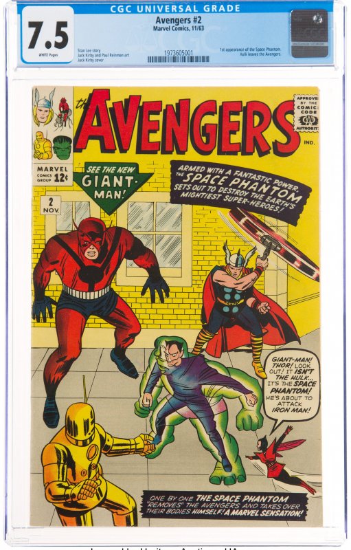 The Avengers #2 (Marvel, 1963) CGC VF- 7.5 White pages. Hulk leaves the Aveng...