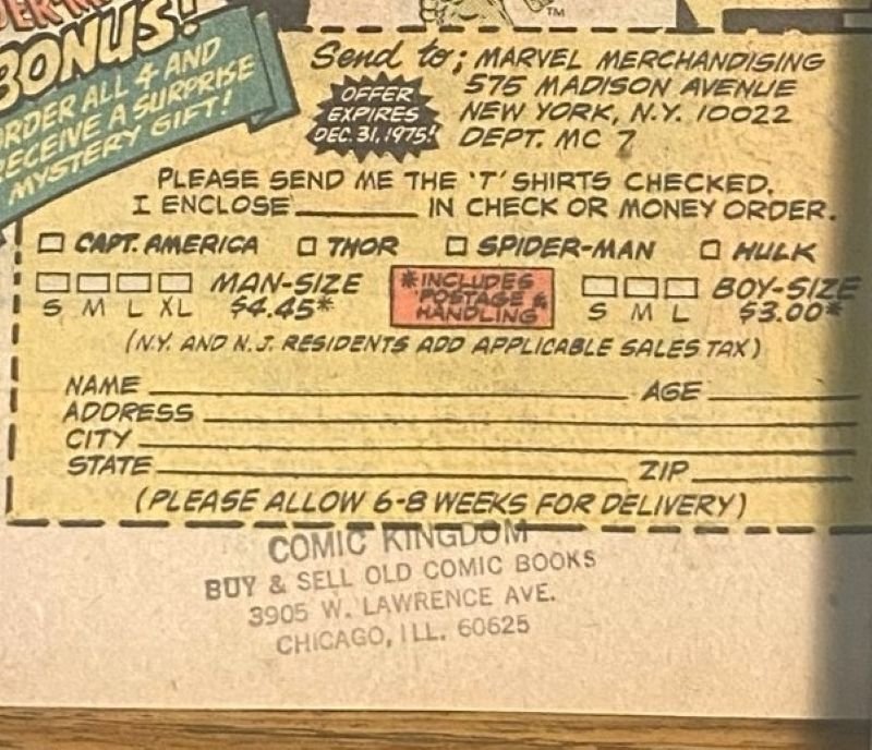 Captain America #187 (8.5 VFN+) Gil Kane Cover, Comic Kingdom Store Stamp (1975)