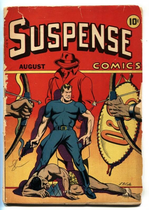 SUSPENSE COMICS #5 1944-LB COLE-HORROR-CRIME-GREY MASK STORY-LOW GRADE COPY 
