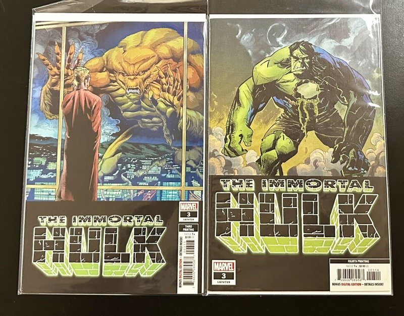 Immortal Hulk #3 (Marvel 2019) 3rd & 4th Printing Variants Great Value NM Books