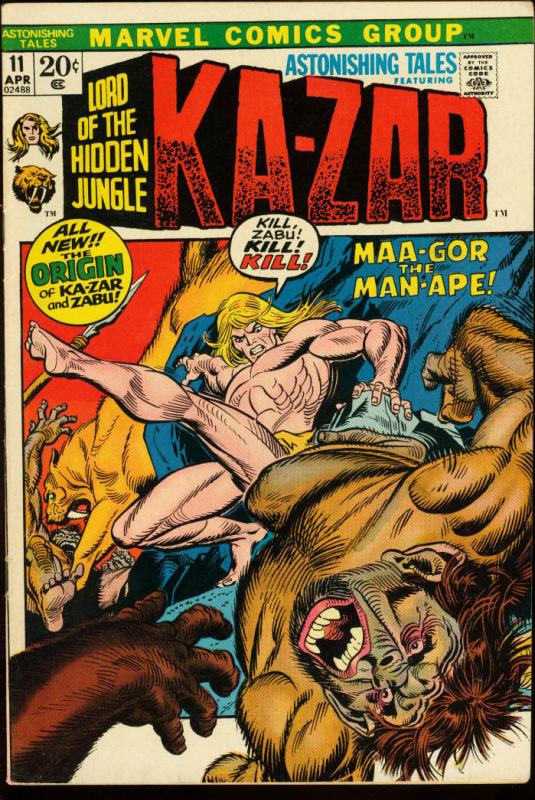 ASTONISHING TALES #11-KA-ZAR-MARVEL VG/FN