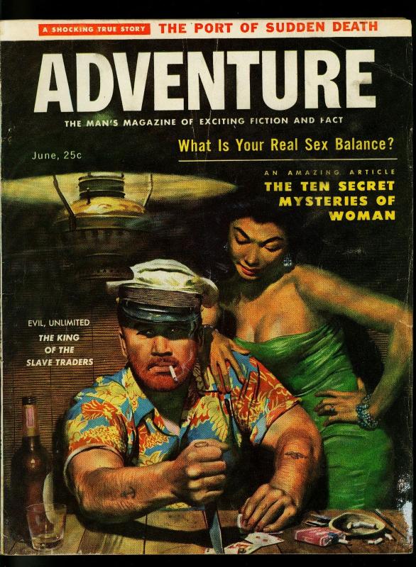 Adventure Pulp Magazine June 1957- Poker cover- Cheesecake- VG-