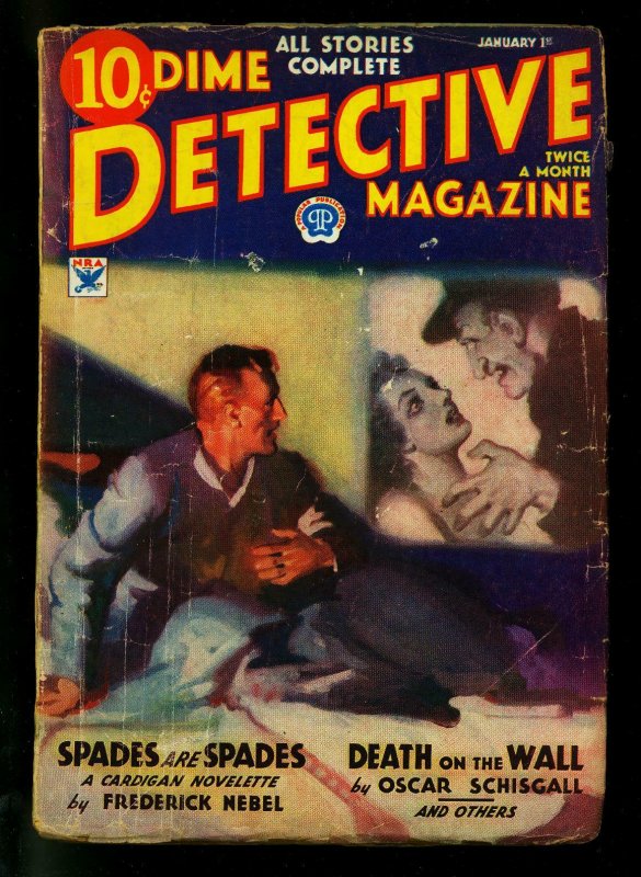 Dime Detective Pulp 1/1/34- Frederick Nebel-Oscar Schisgall G/VG