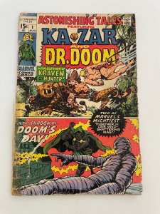 Astonishing Tales # 1 GD Marvel Comic Book Ka-Zar Zabu Dr. Doom 10 LI6