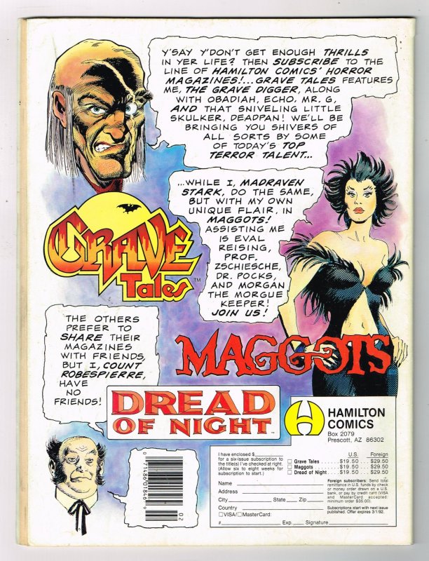 Dread of Night #2  (1992) Hamilton Comics    Horror  RARE