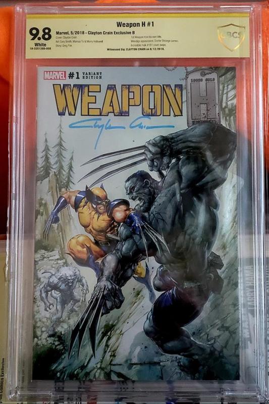 Weapon H #1 Trade Version B Variant Signed Clayton Crain CBCS 9.8 ASP