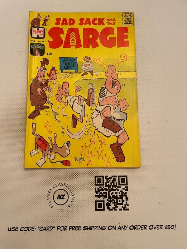 Sad Sack & The Sarge #49 VG Harvey Silver Age Comic Book Army Track Meet 17 J221