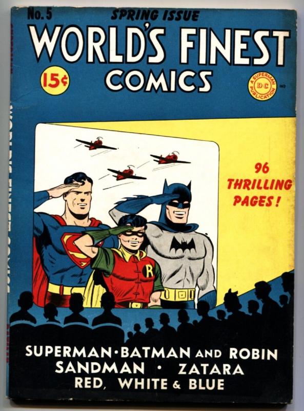 WORLD'S FINEST COMICS #5 1942-BATMAN-SUPERMAN-SANDMAN VF