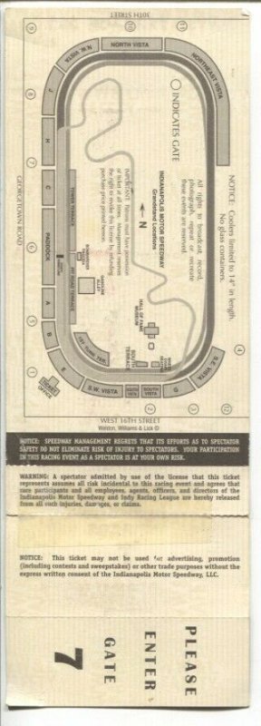 Indianapolis 500-Unused Ticket-Gil de Ferran 5/30/2004-complete Tower Terrace-VG