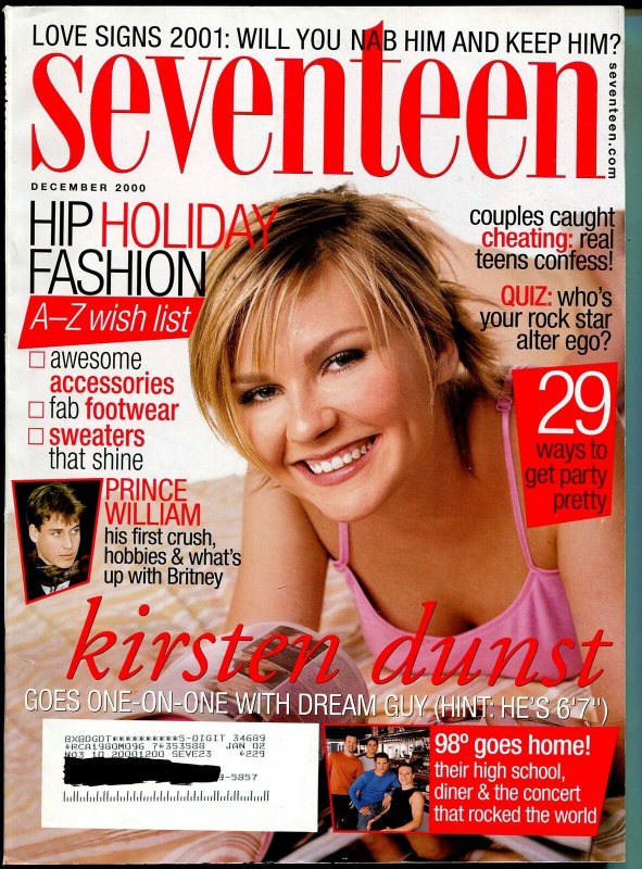 Seventeen 12/2000-Kirsten Dunst cover-Prince William-fashions-FN/VF