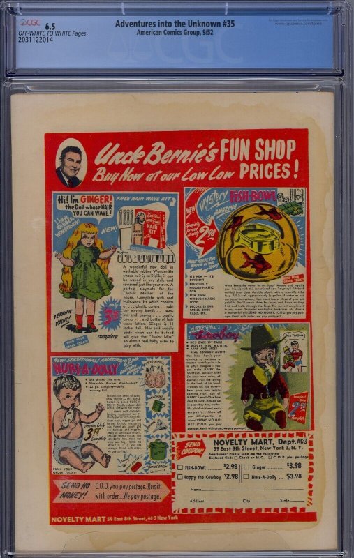 ADVENTURES INTO THE UNKNOWN #35 CGC 6.5 KEN BALD