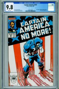 Captain America #332 CGC 9.8 1987-Steve Rogers resigns 4291312001