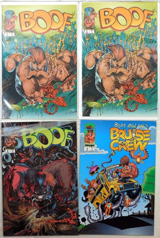 Boof Lot of 4 #1 B x2, 2 B, Bruise Crew 2 (1994) Image Comics 1st Print
