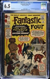 Fantastic Four #15 1963 Marvel Comics CGC 6.5 1st app Mad Thinker