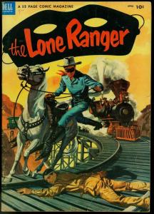 THE LONE RANGER #58-1953-DELL-TONTO-SILVER-SILVER BULLET-TRAIN COVER-vg+