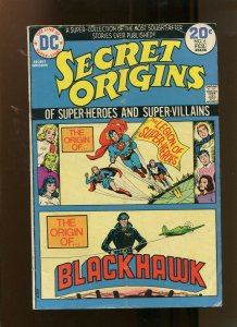 SECRET ORIGINS #6 (4.0) LEGION OF SUPER HEROES & BLACKHAWK! 1974