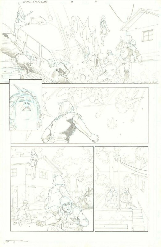 Eternals #3 p.11 - Ikaris Shoots Down Hail - 2021 Signed art by Esad Ribic