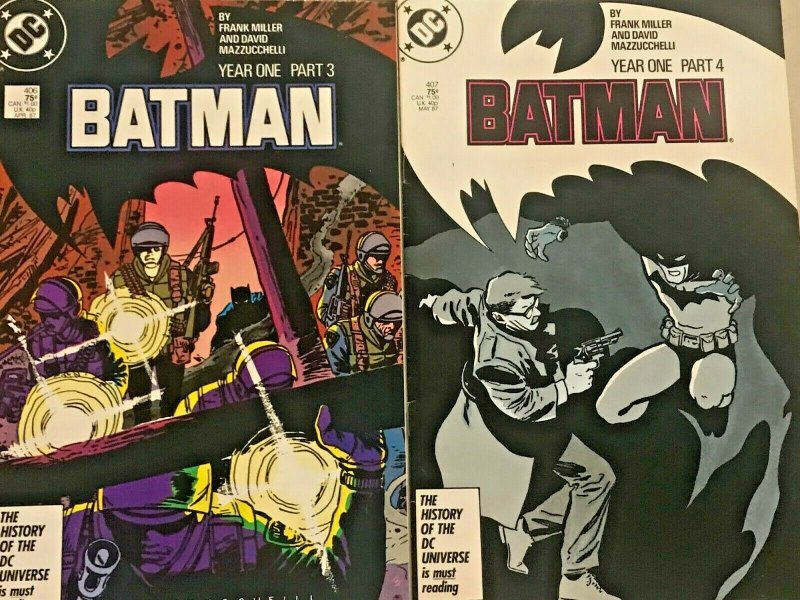 BATMAN#404-407 FN-VF LOT 1987 'YEAR ONE' FRANK MILLER DC COMICS