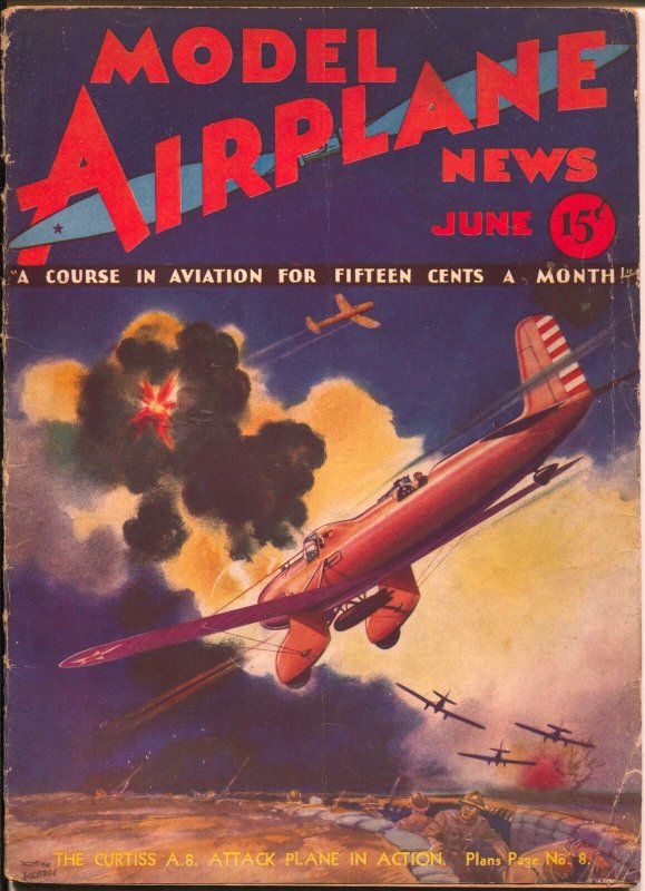 Model Airplane News 6/1932-Curtiss A8 Attack Plane In Action-Kotula-VG