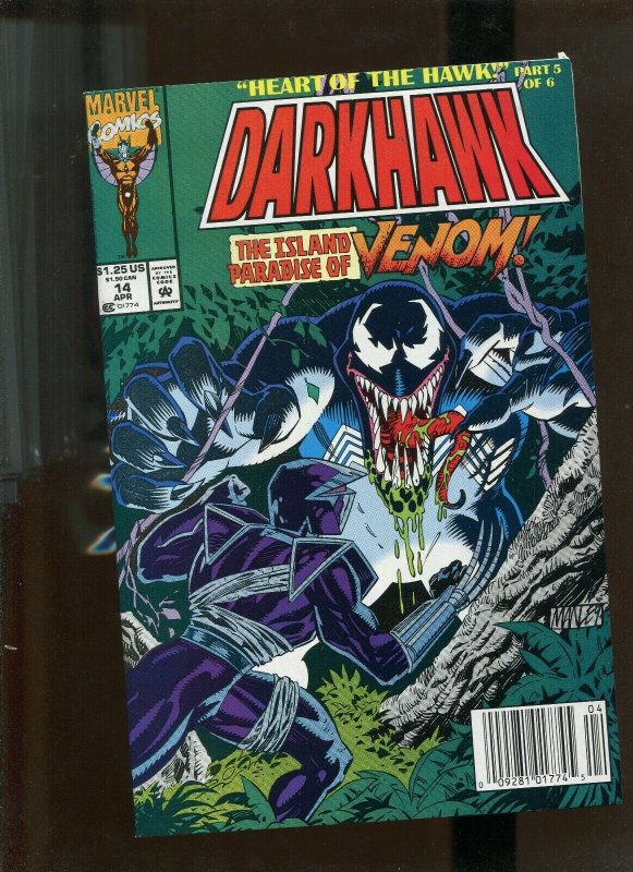 DARKHAWK #14 (9.2)NM- Newsstand edition HEART OF THE HAWK PART 5!! 1992